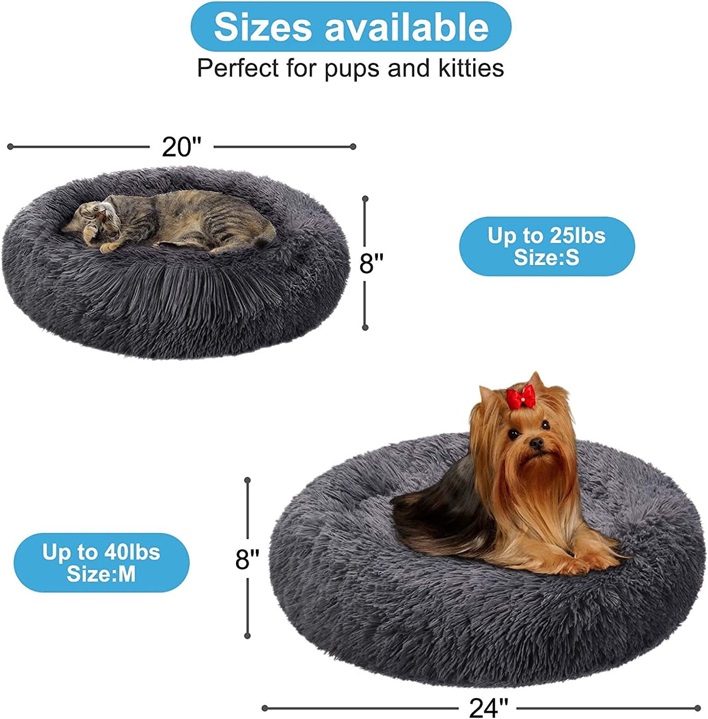 Dog Bed, Dog Beds for Medium Dogs, Small Outdoor Dog Beds, Washable Dog Bed and Cat Bed, Faux Fur Pet Bed, Anti-Slip Dog Bed Cat Bed (X-Large 32’’X32’’)