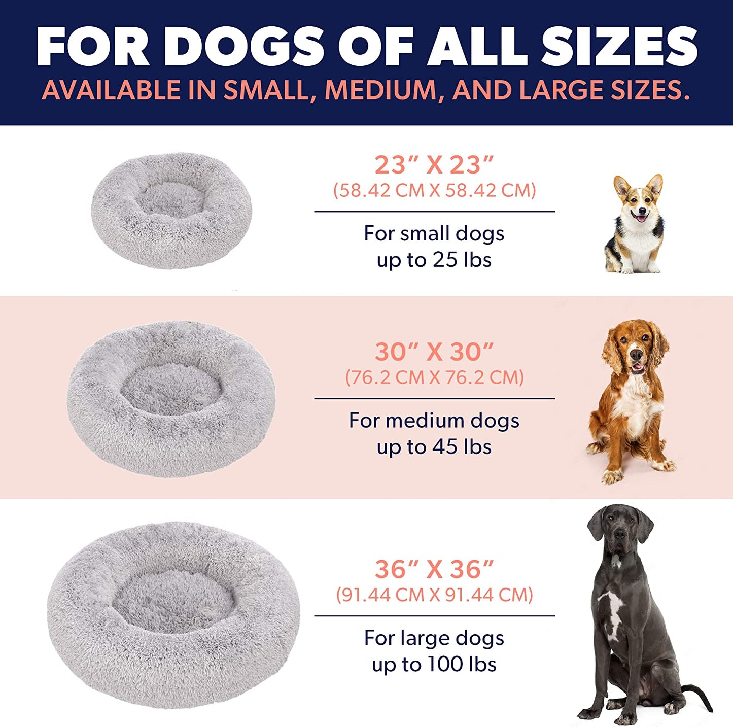 Large Dog Bed, Calming Orthopedic Pet Bedding for Anxiety Relief, Joint Support & Comfort, Washable Dog Furniture, S 25Lbs, Light Grey