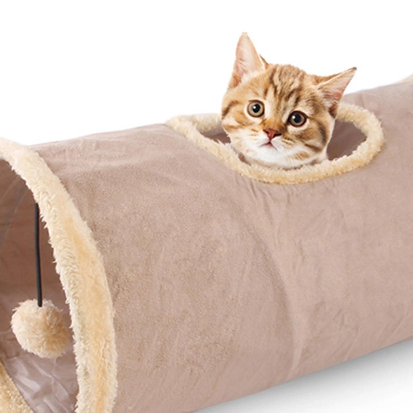 22 Piece Cat Toys Kitten Toys Assortments Tunnel Mice Interactive Colorful Balls Toy Set for Cat Entertainment Toy Exercising , Khaki A-Khaki-22Pcs