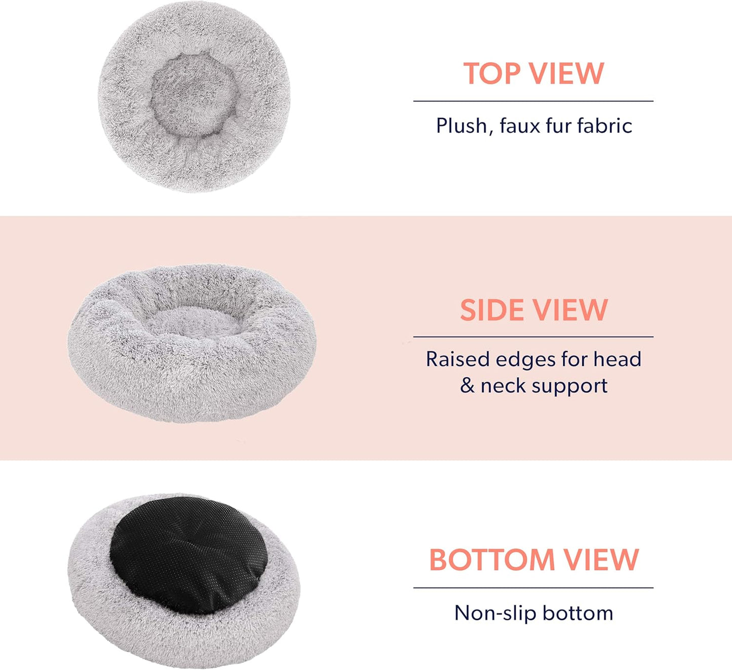 Large Dog Bed, Calming Orthopedic Pet Bedding for Anxiety Relief, Joint Support & Comfort, Washable Dog Furniture, S 25Lbs, Light Grey