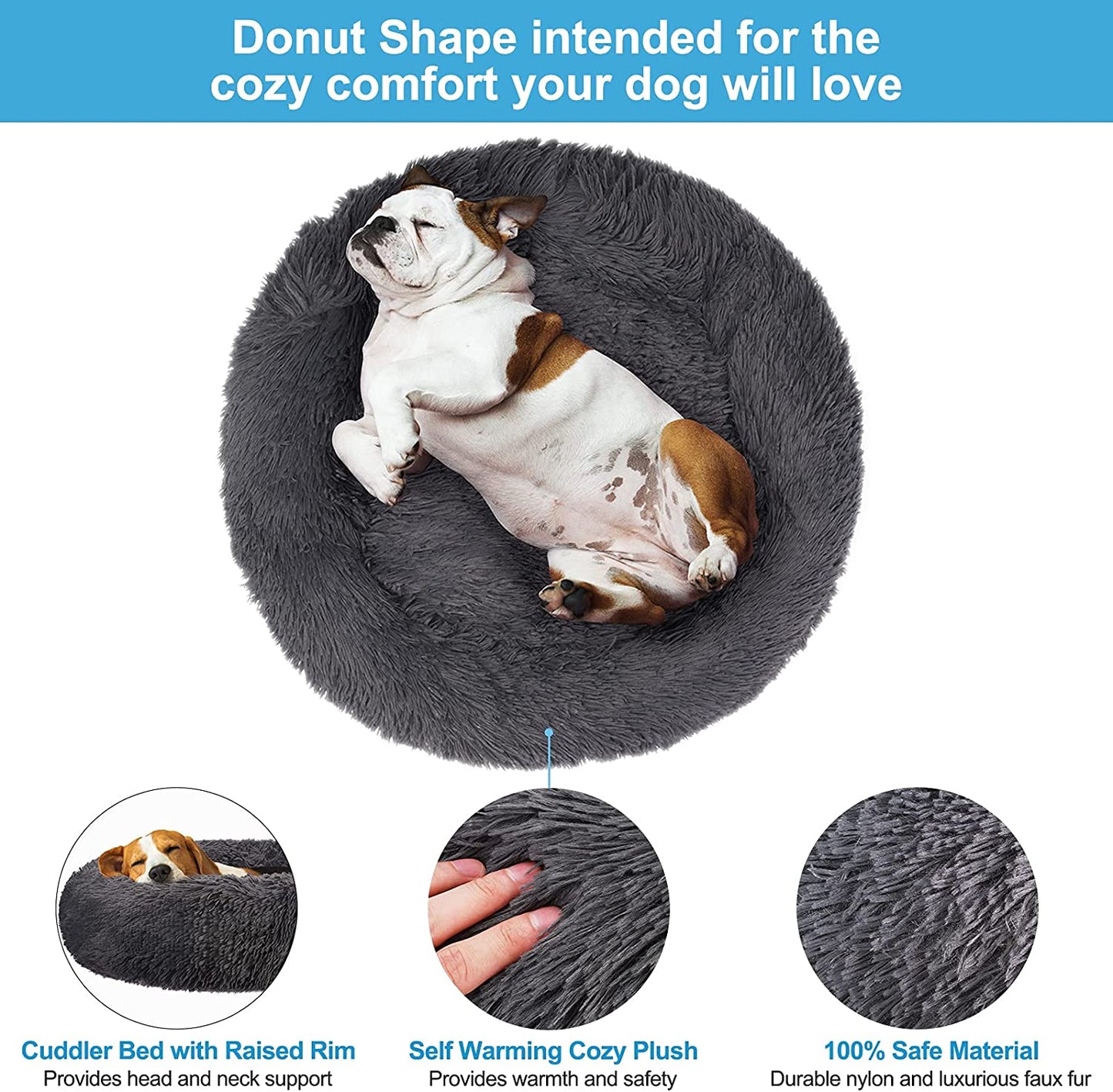 Dog Bed, Dog Beds for Medium Dogs, Small Outdoor Dog Beds, Washable Dog Bed and Cat Bed, Faux Fur Pet Bed, Anti-Slip Dog Bed Cat Bed (X-Large 32’’X32’’)