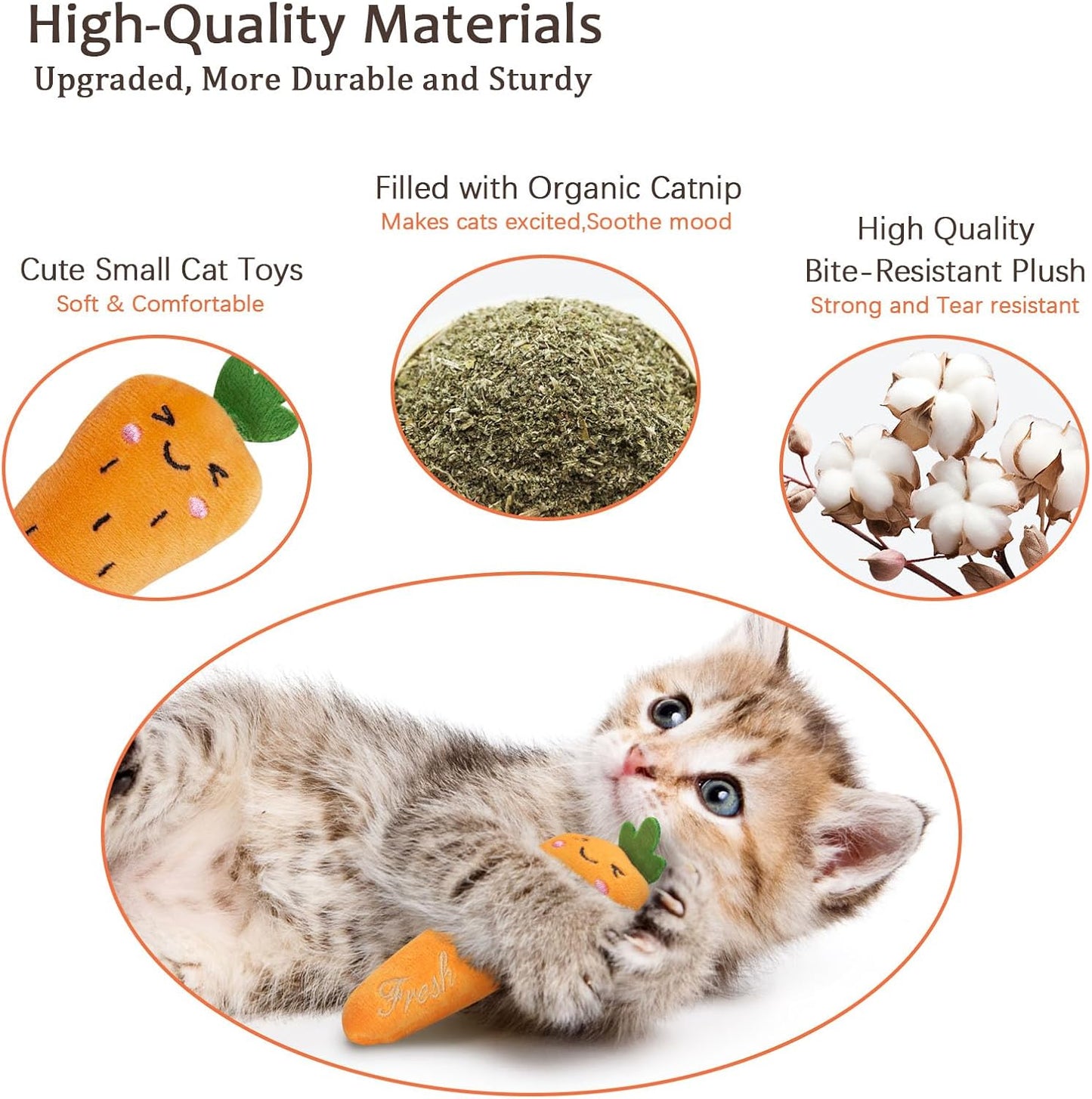 Catnip Cat Toys, 5 Pack, Vegetable Shap Cat Nip Toys for Indoor Cats Kitten Chew and Exercise, Interactive Kitty Kicker Plush Toy