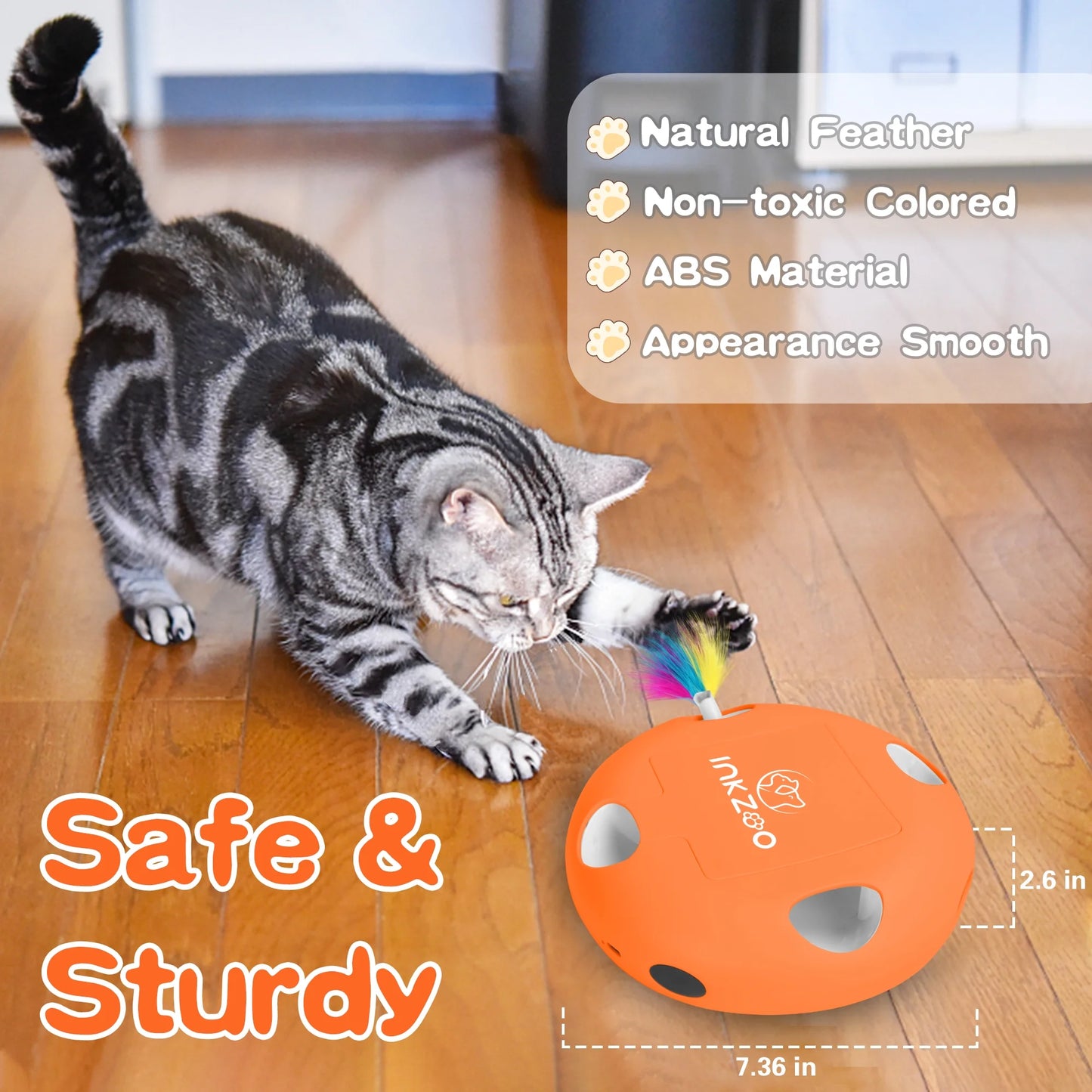 Interactive Cat Toys for Indoor Cats, Interactive Exercise Play Kitten Toy, Automatic Cat Wand Toys, Indoor Exercise Cat Kicker with USB Rechargeable