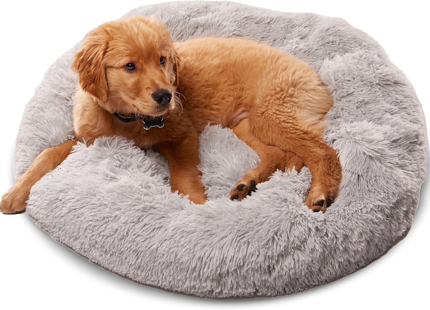 Large Dog Bed, Calming Orthopedic Pet Bedding for Anxiety Relief, Joint Support & Comfort, Washable Dog Furniture, S 25Lbs, Light Grey