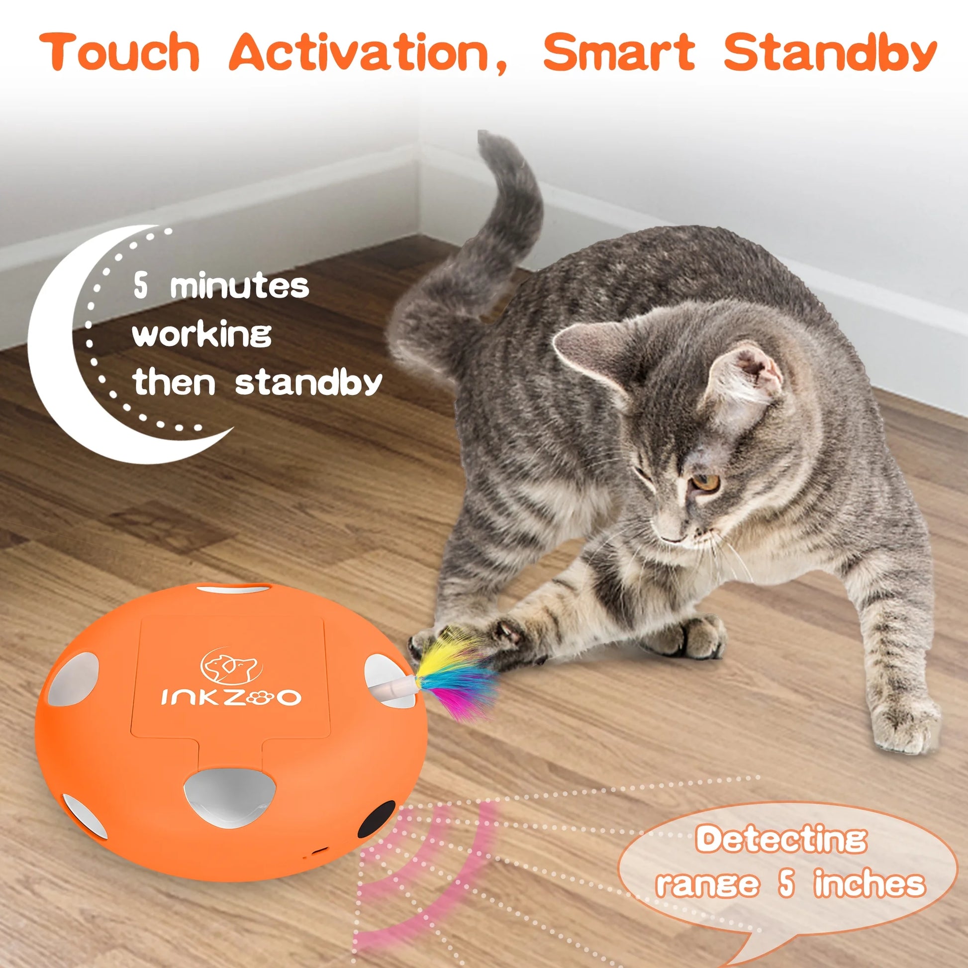 Interactive Cat Toys for Indoor Cats, Interactive Exercise Play Kitten Toy, Automatic Cat Wand Toys, Indoor Exercise Cat Kicker with USB Rechargeable