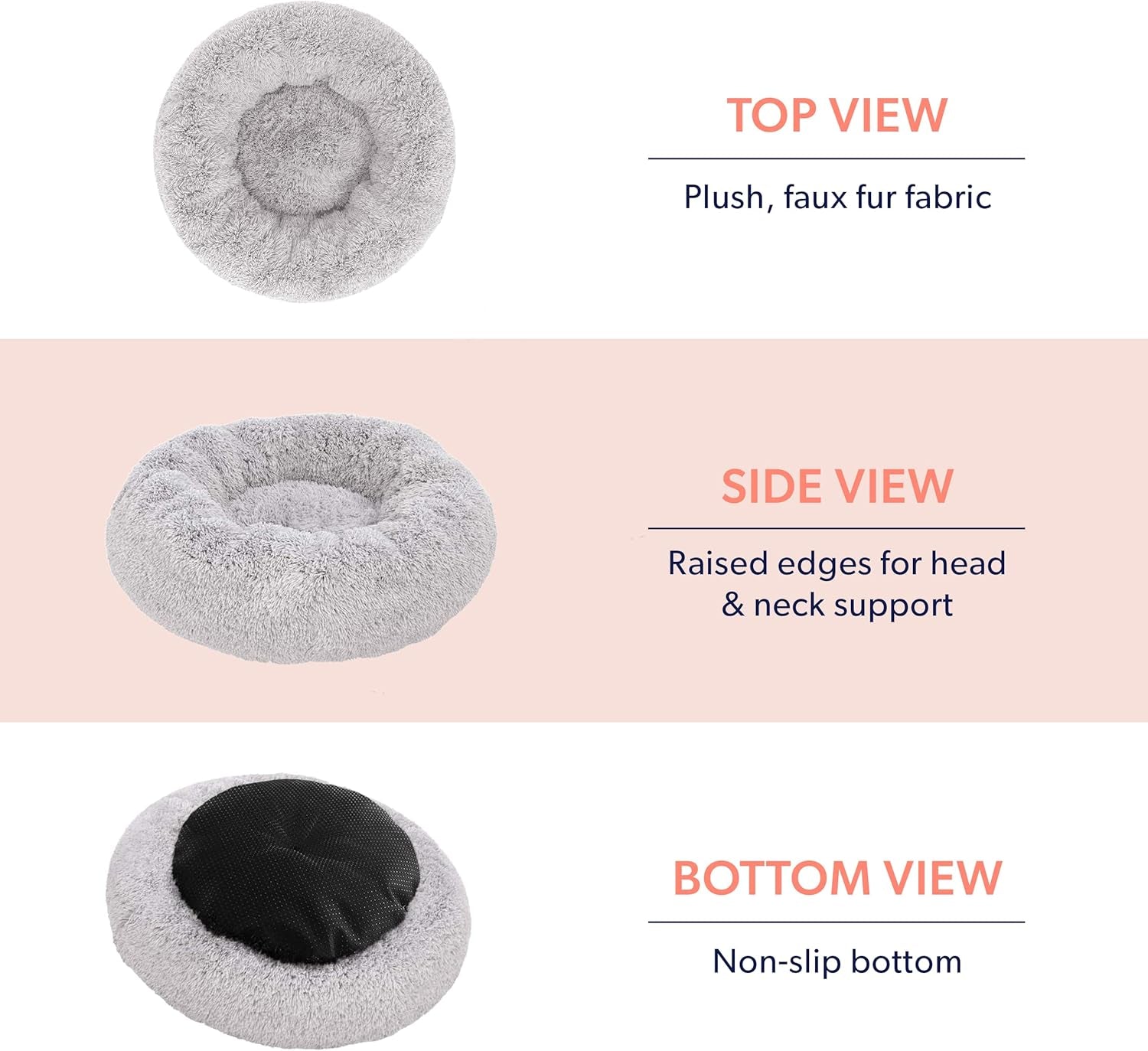 Large Dog Bed, Calming Orthopedic Pet Bedding for Anxiety Relief, Joint Support & Comfort, Washable Dog Furniture, S 25Lbs, Light Grey