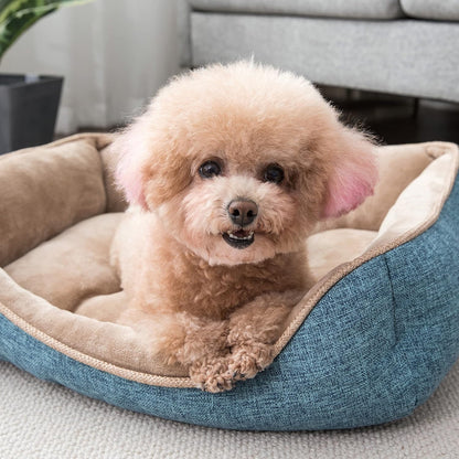 Square Dog Bed 30X24 Inches Blue Sleeping Bed Pet Bed Pet Supplies Ultra Soft Anti-Slip and Durable Bed, Cushing for Medium Dogs