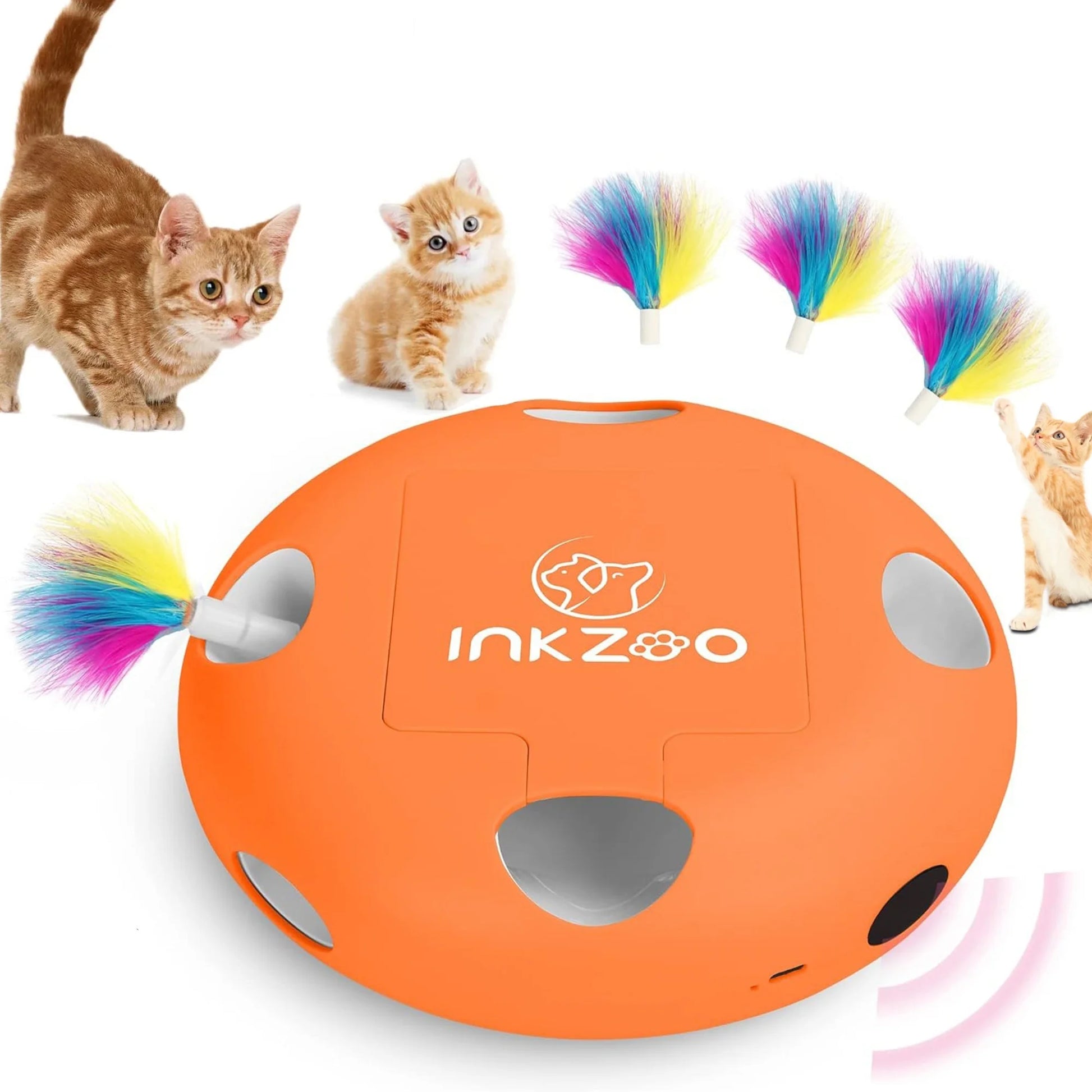 Interactive Cat Toys for Indoor Cats, Interactive Exercise Play Kitten Toy, Automatic Cat Wand Toys, Indoor Exercise Cat Kicker with USB Rechargeable