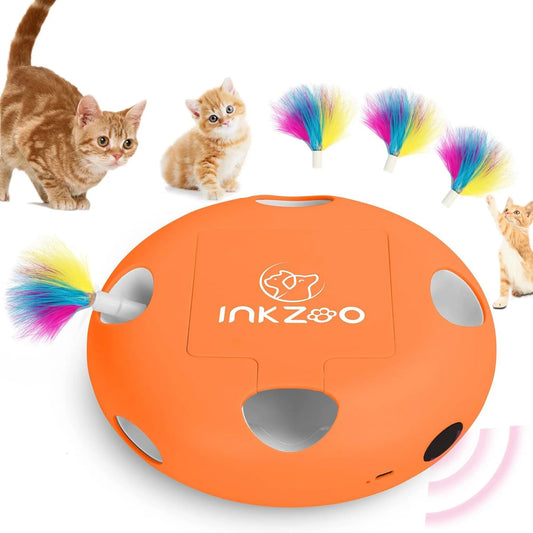 Interactive Cat Toys for Indoor Cats, Interactive Exercise Play Kitten Toy, Automatic Cat Wand Toys, Indoor Exercise Cat Kicker with USB Rechargeable