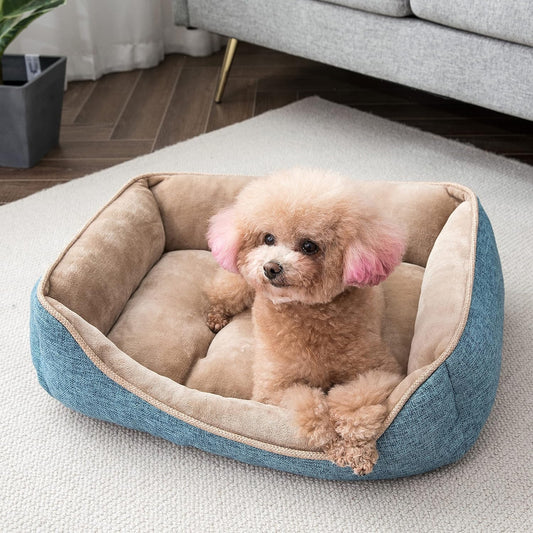 Square Dog Bed 30X24 Inches Blue Sleeping Bed Pet Bed Pet Supplies Ultra Soft Anti-Slip and Durable Bed, Cushing for Medium Dogs