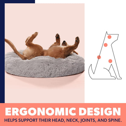 Large Dog Bed, Calming Orthopedic Pet Bedding for Anxiety Relief, Joint Support & Comfort, Washable Dog Furniture, S 25Lbs, Light Grey