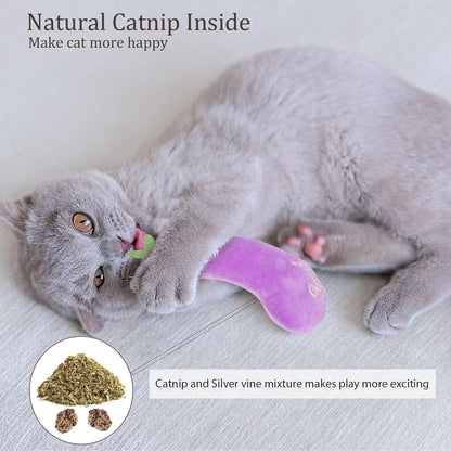 Catnip Cat Toys, 5 Pack, Vegetable Shap Cat Nip Toys for Indoor Cats Kitten Chew and Exercise, Interactive Kitty Kicker Plush Toy
