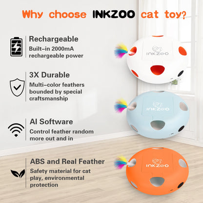 Interactive Cat Toys for Indoor Cats, Interactive Exercise Play Kitten Toy, Automatic Cat Wand Toys, Indoor Exercise Cat Kicker with USB Rechargeable