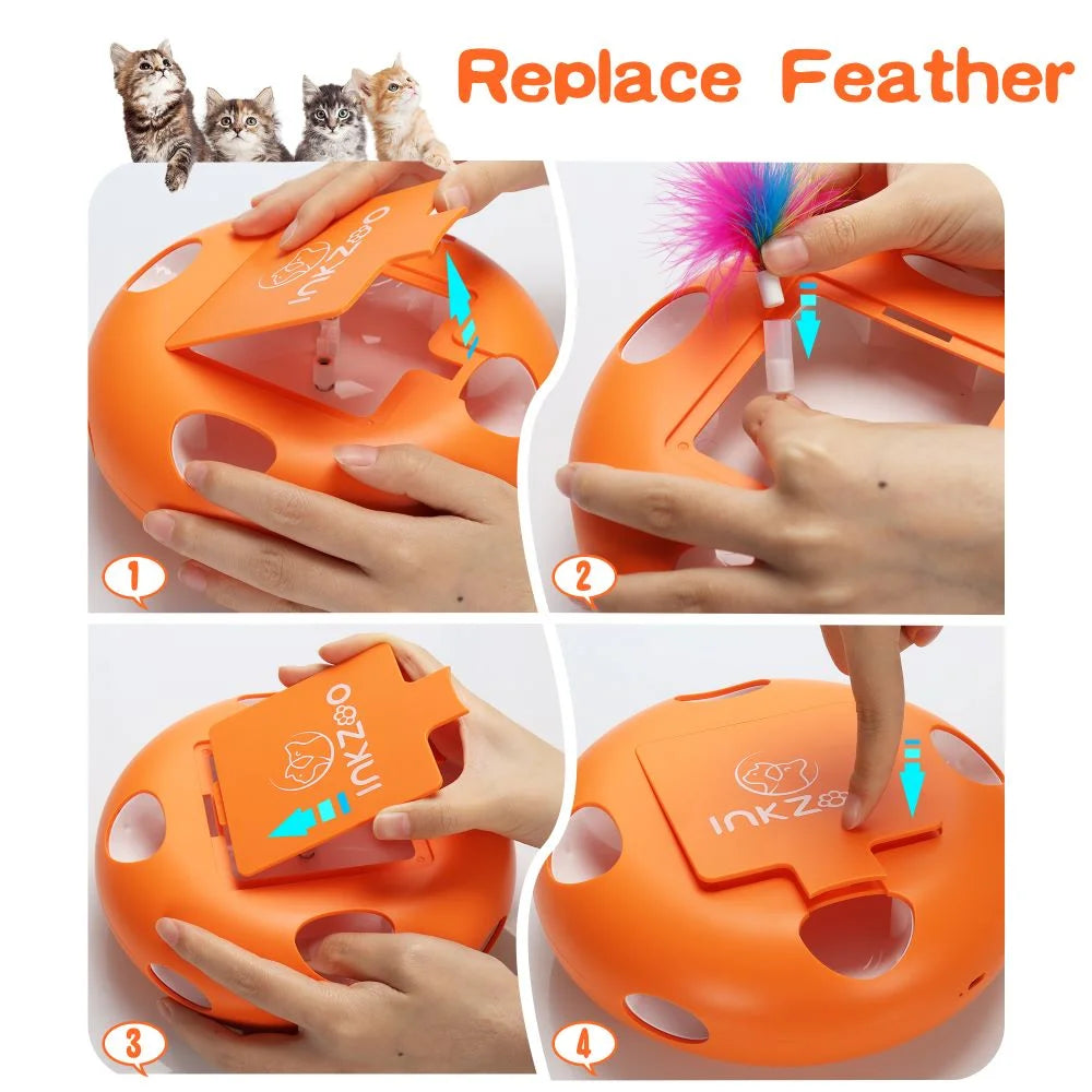 Interactive Cat Toys for Indoor Cats, Interactive Exercise Play Kitten Toy, Automatic Cat Wand Toys, Indoor Exercise Cat Kicker with USB Rechargeable